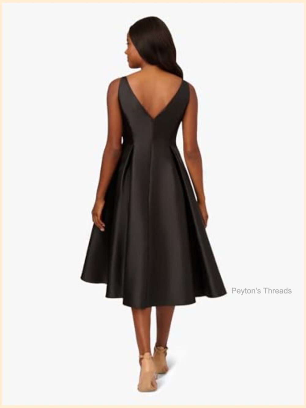 Sleeveless Tea Length Cocktail Dress Fit & Flare Boat Neck - Picture 5 of 7